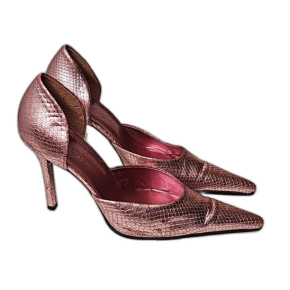 Heels by Aldo Snake Skin Style Leather Pointed Toe Pink Chromatic Size 39=8.5 US - Picture 4 of 11